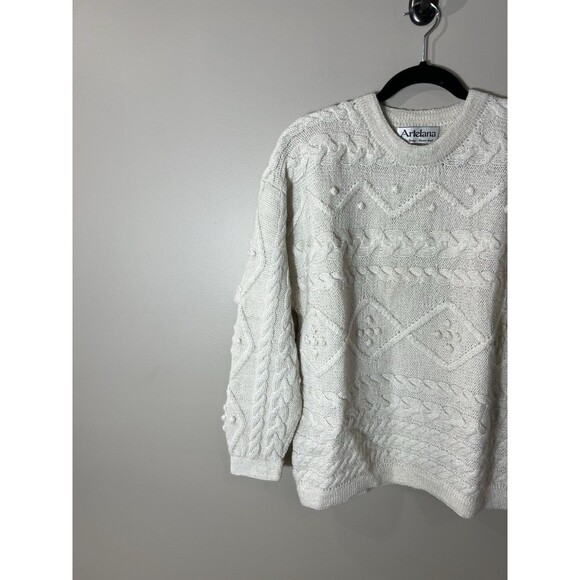 Artelana Vintage Cream Alpaca Handknit Sweater Cabin UNISEX Size Mens Womens L - Picture 5 of 10